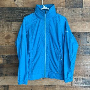 Columbia Women's Hooded Wind Breaker Jacket Blue Size S Full Zip Tuck Away Hood